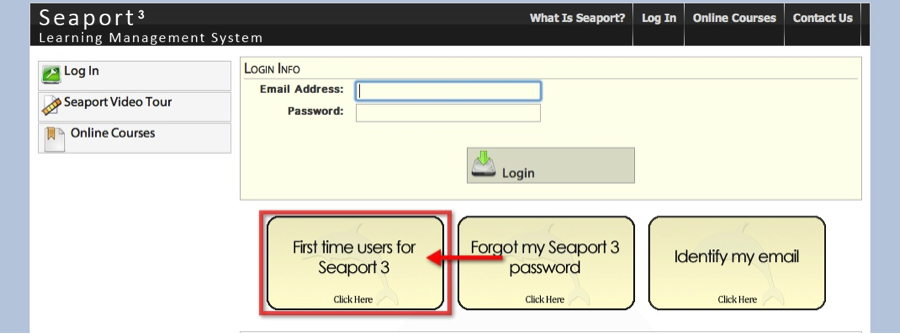 Seaport First Time Users Section