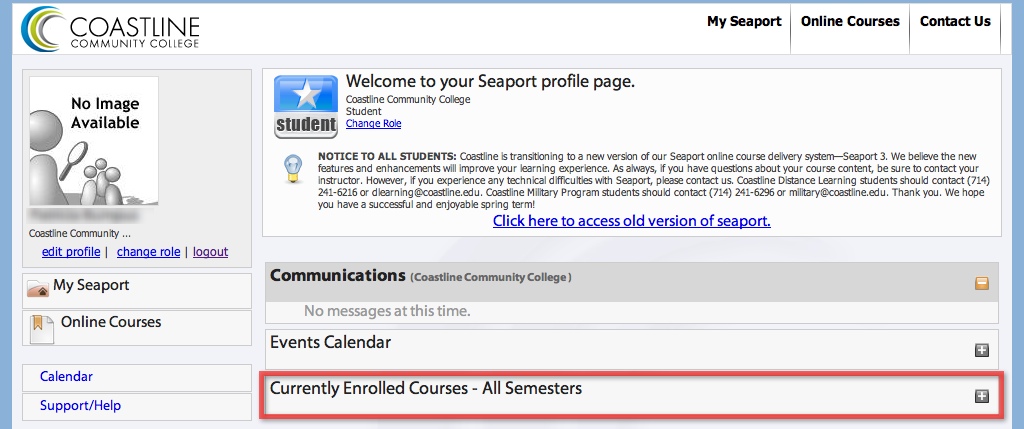 Seaport Current Courses Page