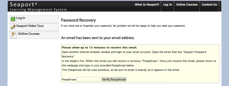 Seaport Passphrase Field